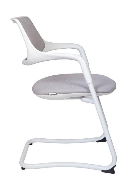 Кресло офисное / Diamond CF / белый пластик / серая сетка / серая ткань - Вид 3