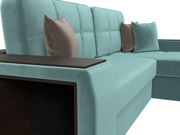 Угловой диван Брюссель правый (полностью Велюр бирюзовый) - Вид 4