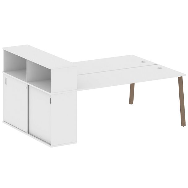 Metal System Р. ст. с шкафом-купе на А-образном м/к БА.РС-СШК-2.5 Т Белый/Мокко металл 2210*1475*1098 - Вид 1