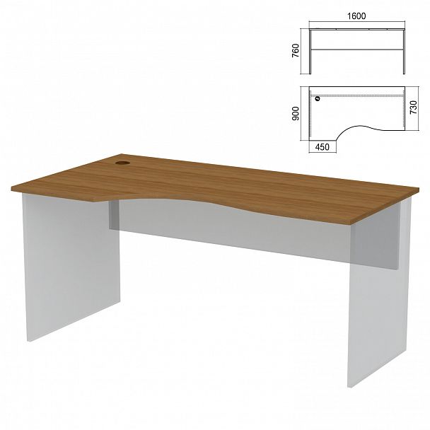 Стол эргономичный ЧАСТЬ 1 "Арго", 1600х900х760 мм, левый, орех - Вид 2
