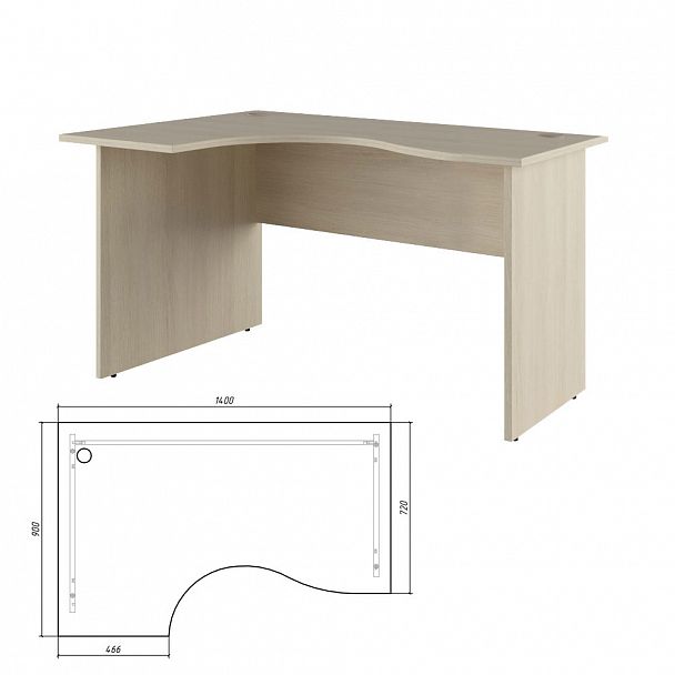 Стол эргономичный левый Trend 140x90x75 светлый дуб - Вид 1