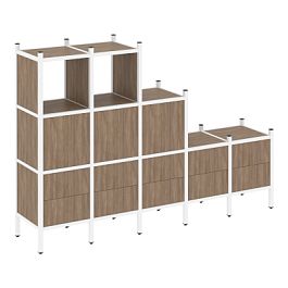 Loft Прямой стеллаж наборный VR.L-19 Дуб аризона/Белый металл 2110*446*1458 - Фото предпросмотра