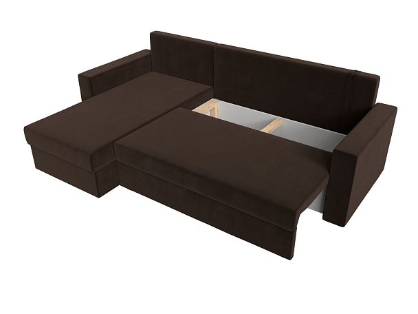 Угловой диван Траумберг Лайт левый (полностью микровельвет коричневый) - Вид 8