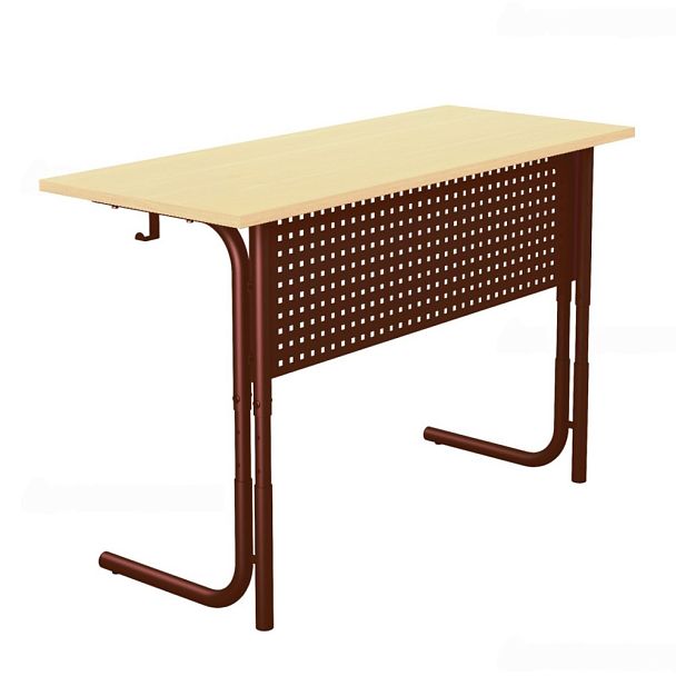 Стол ученический 100РП, 2-местный, регулируемый (экран-перфорация) на круглой трубе (м/к Коричневый, Серый, Черный), гр.5-7 - Вид 2