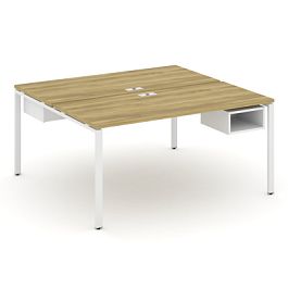 Concept Рабочая станция 2 сторонняя с подвесными тумбами на 2 места CN.DRS-104 Дуб Винченцо/Белый Бриллиант/Металл Белый 1580*1480*750 - Фото предпросмотра