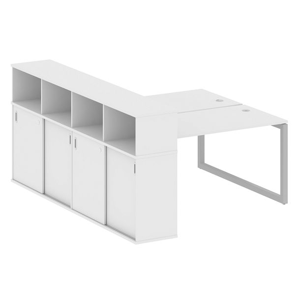 Metal System Quattro Р. ст. с шкафом-купе на О-образном м/к 50БО.РС-СШК-4.3 Т Белый/Серый металл 1810*2332*1098 - Вид 1