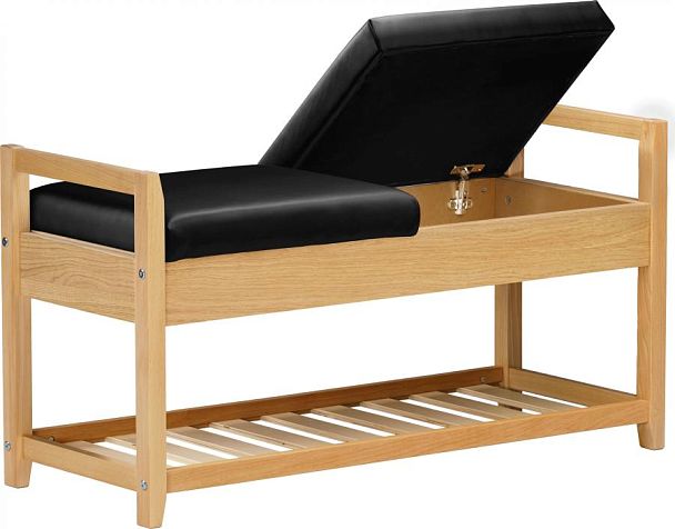 Обувница деревянная Вудсен Натуральный/Черная экокожа - Вид 3