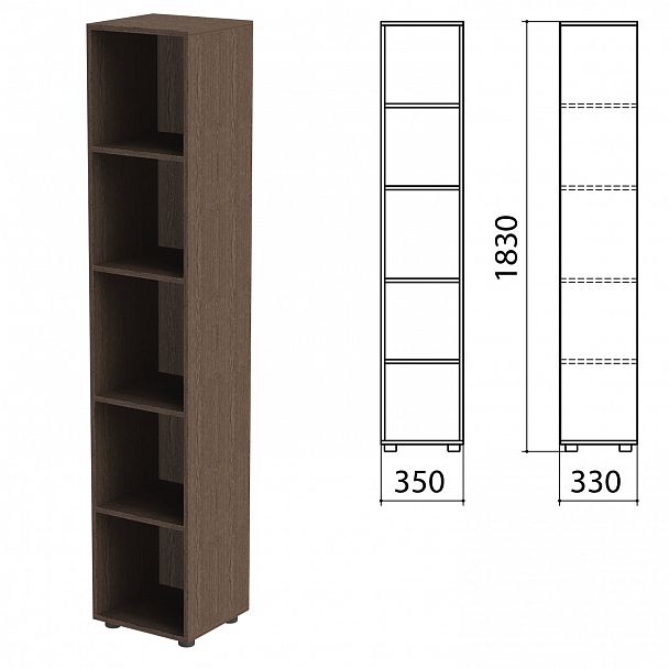 Шкаф (стеллаж) "Канц" 350х330х1830 мм, 4 полки, цвет венге, КК32.16 - Вид 2