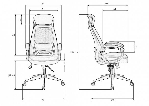 Офисное кресло для руководителей DOBRIN STEVEN BLACK (чёрный пластик, чёрная ткань) - Вид 13