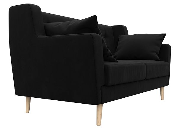 Прямой диван Брайтон 2 (полностью микровельвет черный) - Вид 3