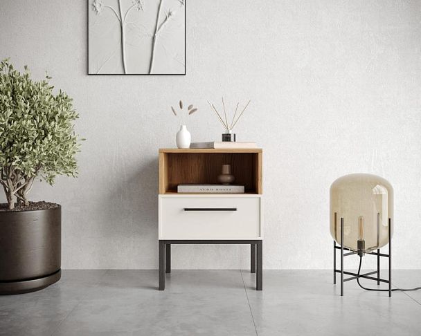 Тумбочка с нижним ящиком Nicole арт NEM17 Белый - Вид 4