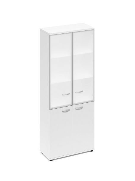 Шкаф со стеклянными дверьми в алюминиевой рамке A4 А4 9380 БП белый премиум - Вид 1