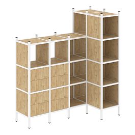 Loft Угловой внутренний стеллаж наборный VR.L-47 Тиквуд светлый/Белый металл 1694*862*1869 - Фото предпросмотра