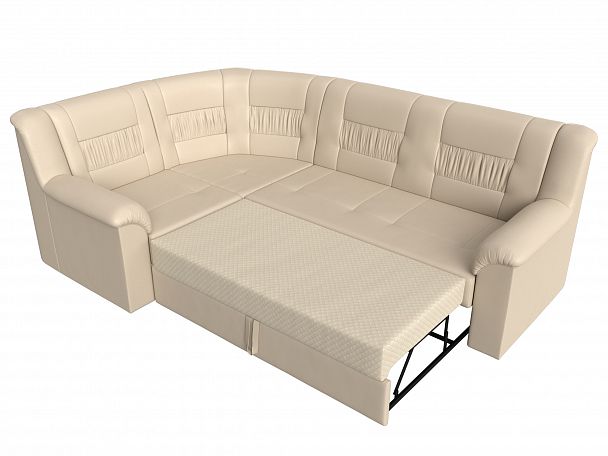 Угловой диван Карелия левый угол (полностью экокожа бежевая) - Вид 6