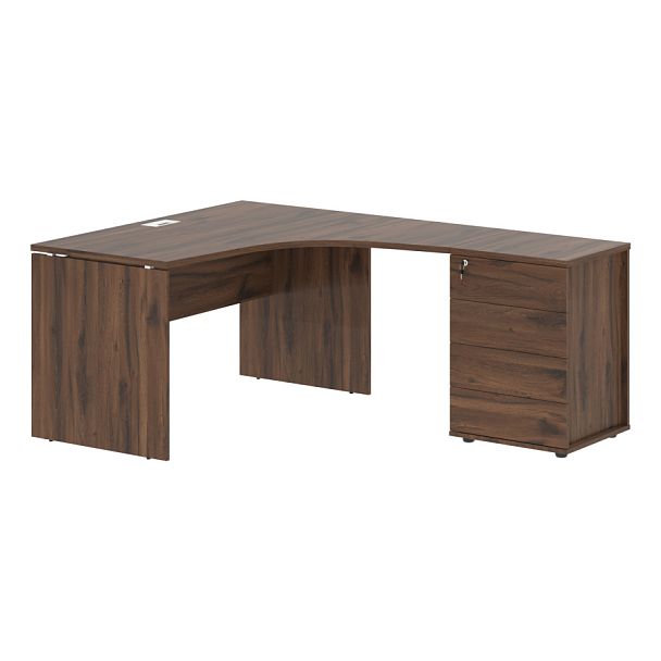 Стол эргономичный с тумбой EDCET 1318(R) Дуб Денвер тёмный/Белый 1360х1880х750 EDIS - Вид 1