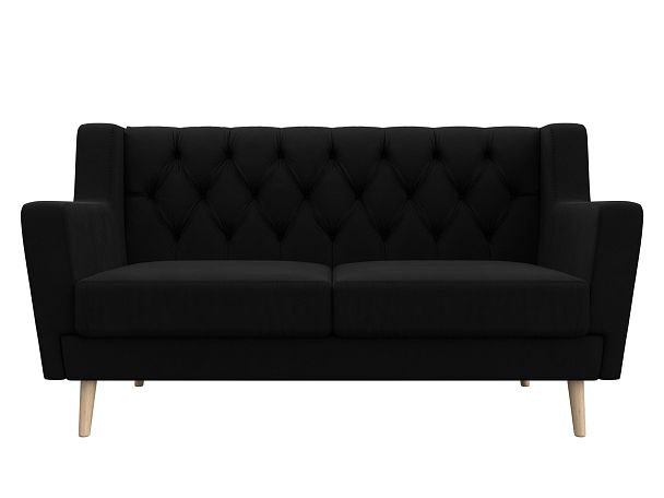 Прямой диван Брайтон 2 Люкс (полностью микровельвет черный) - Вид 2