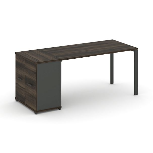 Concept Стол рабочий с опорным распаш. шкафом CN.SP-220 W Дуб Мали/Антрацит/Металл Антрацит 2000*720*750 - Вид 1