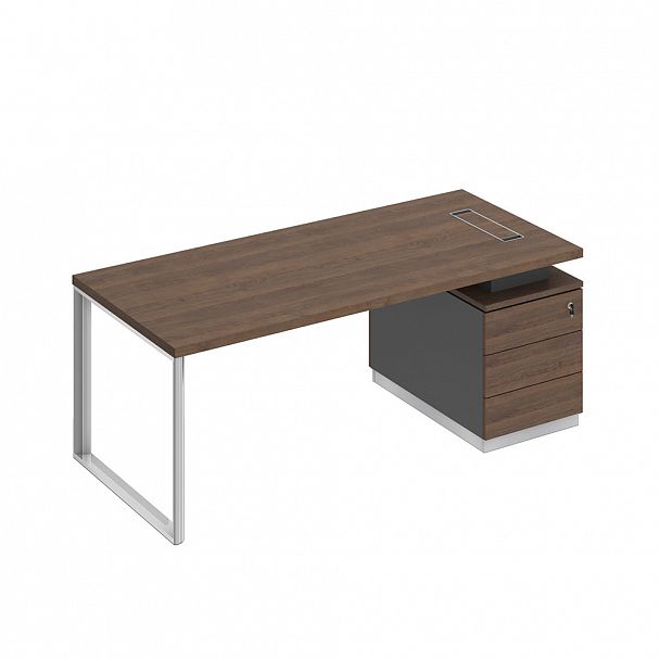 Стол руководителя на опорной тумбе (левый/правый) "Bravo" БР 104 дуб гладстоун/антрацит премиум/дуб гладстоун - Вид 1