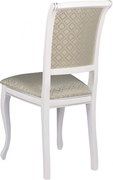 Комплект деревянных стульев с мягким сиденьем Арктос Белый с серебряной патиной/Бирюзовый жаккард, 4 шт. - Вид 5