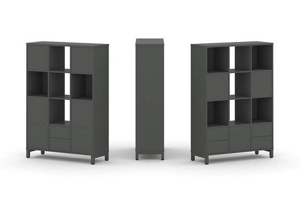 Стайл Проджект Набор стеллажа 2-х сторон., 4 яр. SN.NSD-431 Антрацит/Металл Антрацит 1121*400*1615 - Вид 1