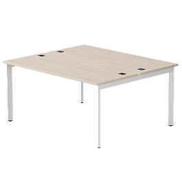 Бенч-система на 2 места Everprof EVO на металлокаркасе 1580х670(1370)x755 опоры 45гр Дуб Соната/Белый - Фото предпросмотра