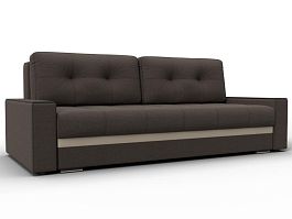 Диван прямой с декором Лига-096 НПБ Рогожка;Экокожа бежевый - Фото предпросмотра