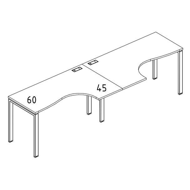Рабочая станция UNO (2х120) столы Классика эргономичные A4 А4 Б1 031-2 БП антрацит премиум / металлокаркас белый - Вид 3