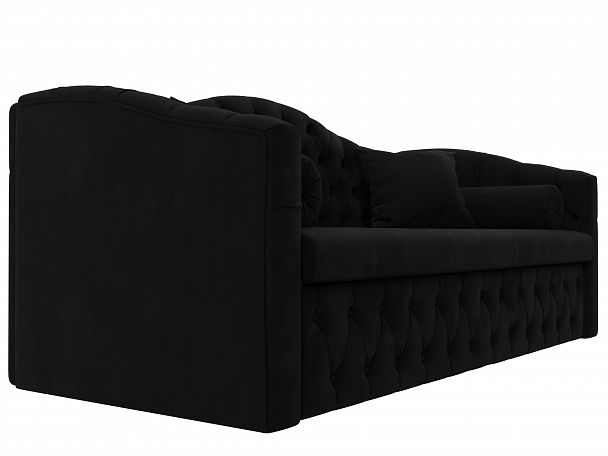 Прямой диван Мечта (полностью микровельвет черный) - Вид 3