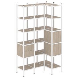 Loft Угловой внутренний стеллаж наборный VR.L-35 Дуб аттик/Белый металл 1278*862*2280 - Фото предпросмотра