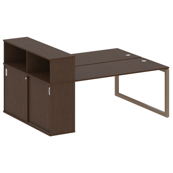 Metal System Quattro Р. ст. с шкафом-купе на О-образном м/к 50БО.РС-СШК-2.4 Т Венге/Мокко металл 2010*1475*1098 - Вид 1