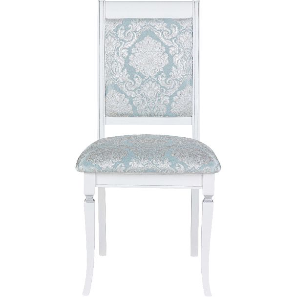 Комплект деревянных стульев с мягким сиденьем Бармс Белая эмаль серебрянная патина/Бирюзовый жаккард, 2 шт. - Вид 2