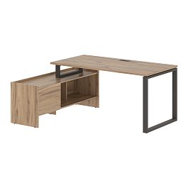 Стол с тумбой EQCT 17814 Дуб Денвер светлый/Мокко 1760х1400х750 EDIS - Фото предпросмотра