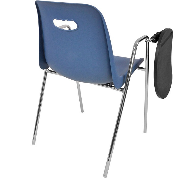 Стул Venezia (4 ножки с подлокотниками + столик TLT), каркас хром, синий, РП+ИК - Вид 3