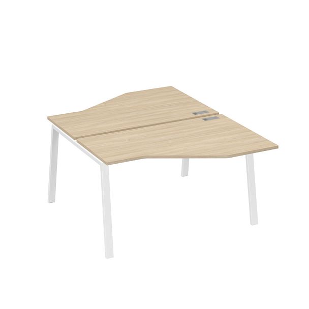 Рабочая станция (2х140) каркас TRE со столами Техно A4 А4 Б3 187  БП дуб скандинавский / металлокаркас белый - Вид 1