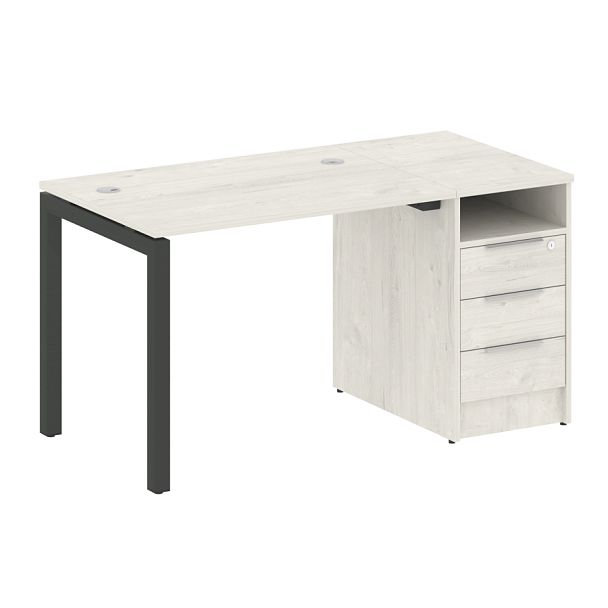 Metal System Quattro Р. ст. с тумбой на П-образном м/к 50БП.РС-СТП-1.1 Дуб наварра/Антрацит металл 1412*720*750 - Вид 1