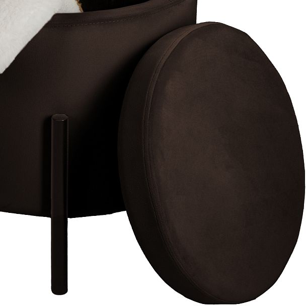 Комплект пуфов Кен с местом для хранения Коричневый велюр Confetti coffee/черный, 2 шт. - Вид 5