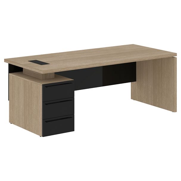 Стол письменный СП-064-25-05(L) Дуб Натуральный/Черный глянец 2000х900х750 KANON - Вид 1
