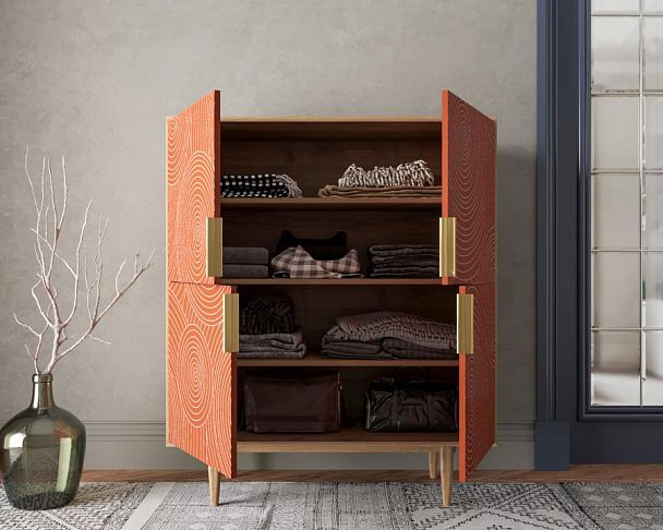 Большой комод с четырьмя дверками Line R19/red - Вид 2