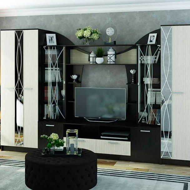 Гостиная ОЛЬБИЯ центральная секция шимо темный/шимо светлый - Вид 3