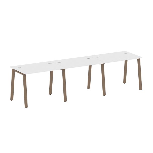 Metal System Р. ст. на 3 раб. места на А-образном м/к БА.СМ-3.1 Белый/Мокко металл 3000*720*750 - Вид 1