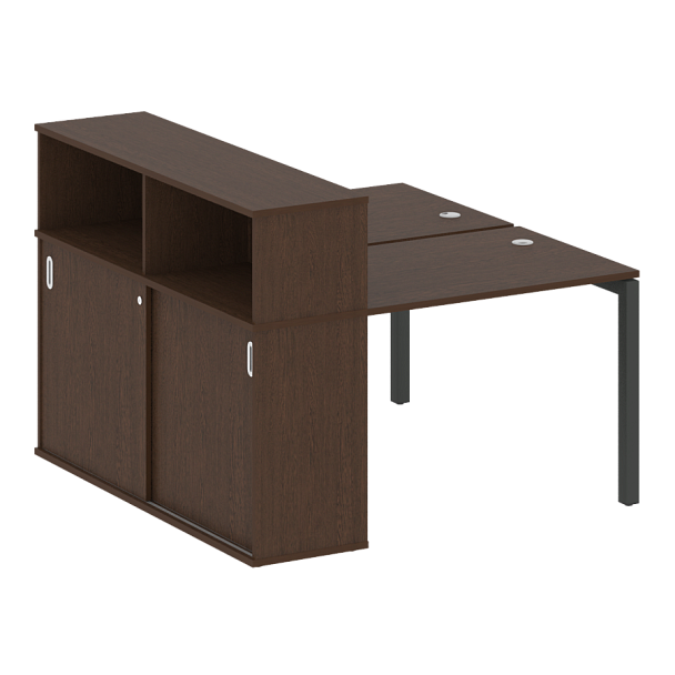 Metal System Quattro Р. ст. с шкафом-купе на П-образном м/к 50БП.РС-СШК-2.1 Т Венге/Антрацит металл 1410*1475*1098 - Вид 1