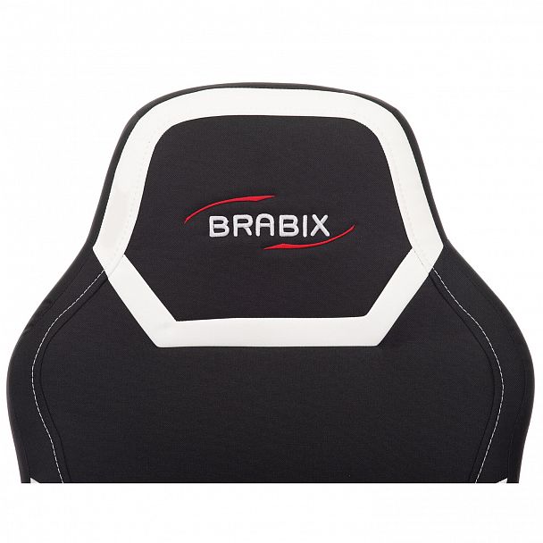 Кресло компьютерное BRABIX "Alpha GM-018", ткань/экокожа, черное/белое, 532640, GM-018_532640 - Вид 6