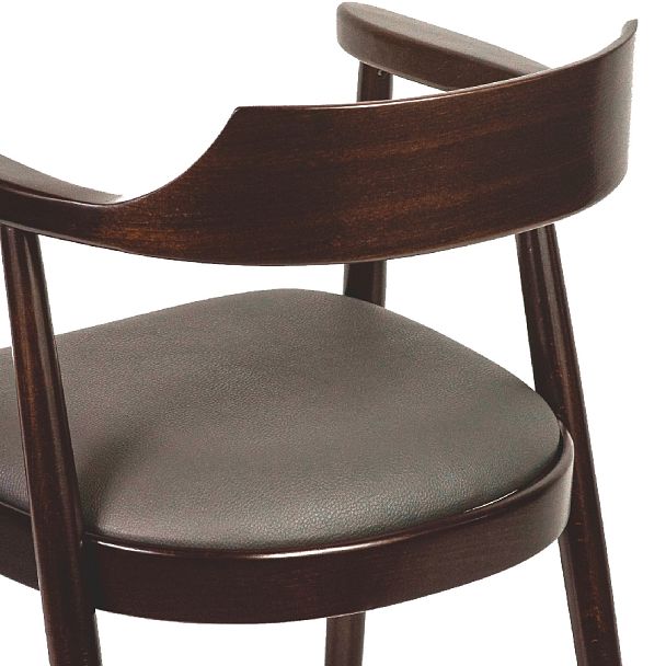 Комплект деревянных стульев с подлокотниками Боэн темный орех/коричневая экокожа, 4 шт. - Вид 7