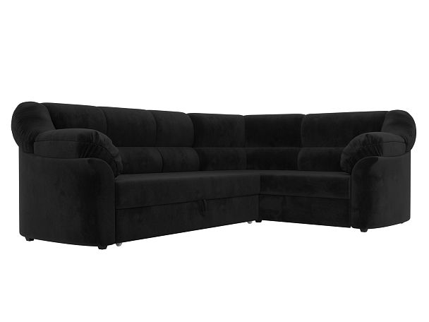 Диван угловой Карнелла правый (полностью велюр черный) - Вид 3