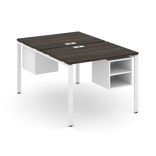 Concept Рабочая станция 2 сторонняя с подвесными тумбами на 2 места CN.DRS-105 Дуб Мали/Белый Бриллиант/Металл Белый 980*1480*750 - Вид 1