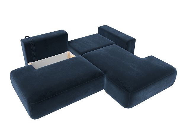 Диван угловой Лига-036 НПБ Модерн правый угол Велюр синий - Вид 8