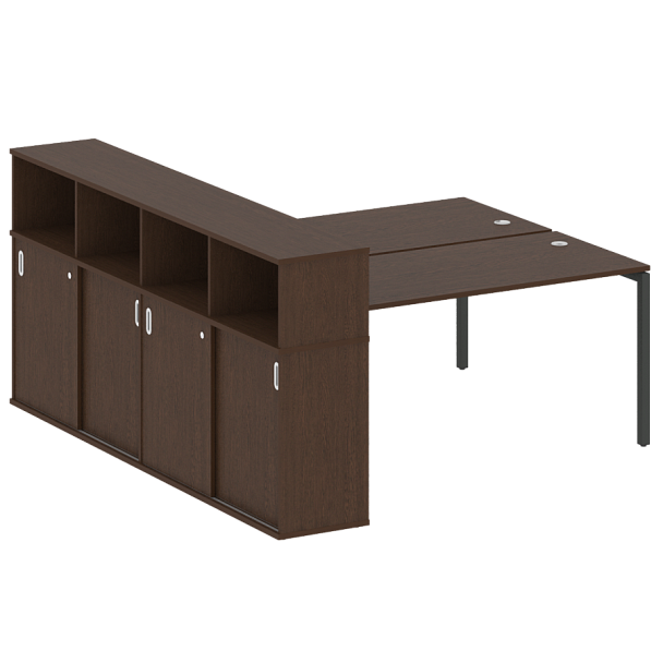 Metal System Quattro Р. ст. с шкафом-купе на П-образном м/к 40БП.РС-СШК-4.4 Т Венге/Антрацит металл 2010*2332*1098 - Вид 1