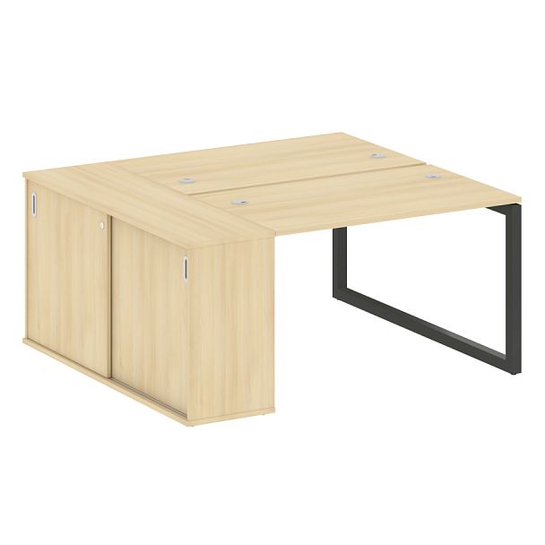 Metal System Quattro Р. ст. с шкафом-купе на О-образном м/к 50БО.РС-СШК-1.2 Т Акация/Антрацит металл 1610*1475*750 - Вид 1