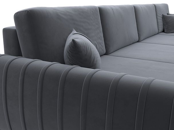 Диван П-образный Лига-057 НПБ Лонг Велюр серый - Вид 4