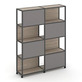 Shelf Mobile Стеллаж 5 уровней 2 секции VR.LT-STK-516.10 Дуб Аттик/Металл Антрацит/W-11 1970*400*2000 - Фото предпросмотра